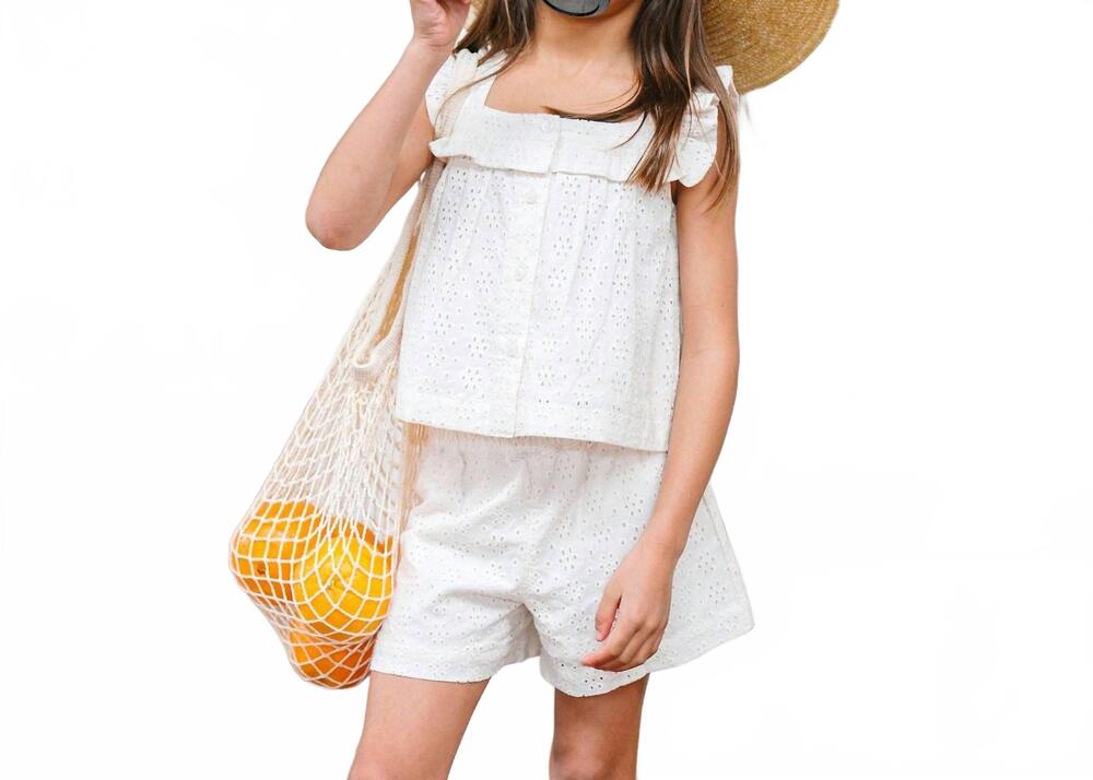 NEW HOPE & HENRY kids' organic tank top in natural eyelet
